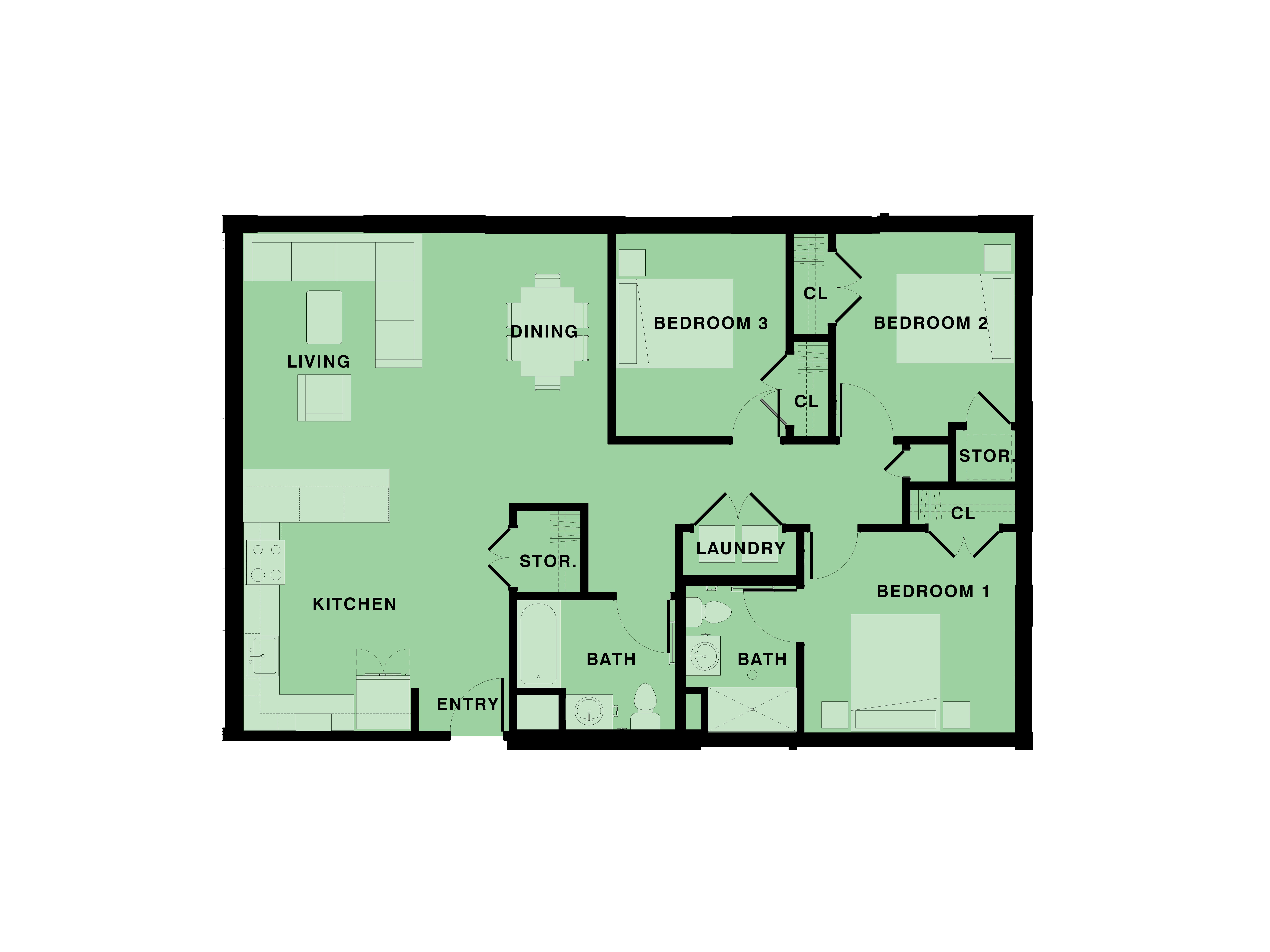 Three Bedroom Floor Plan