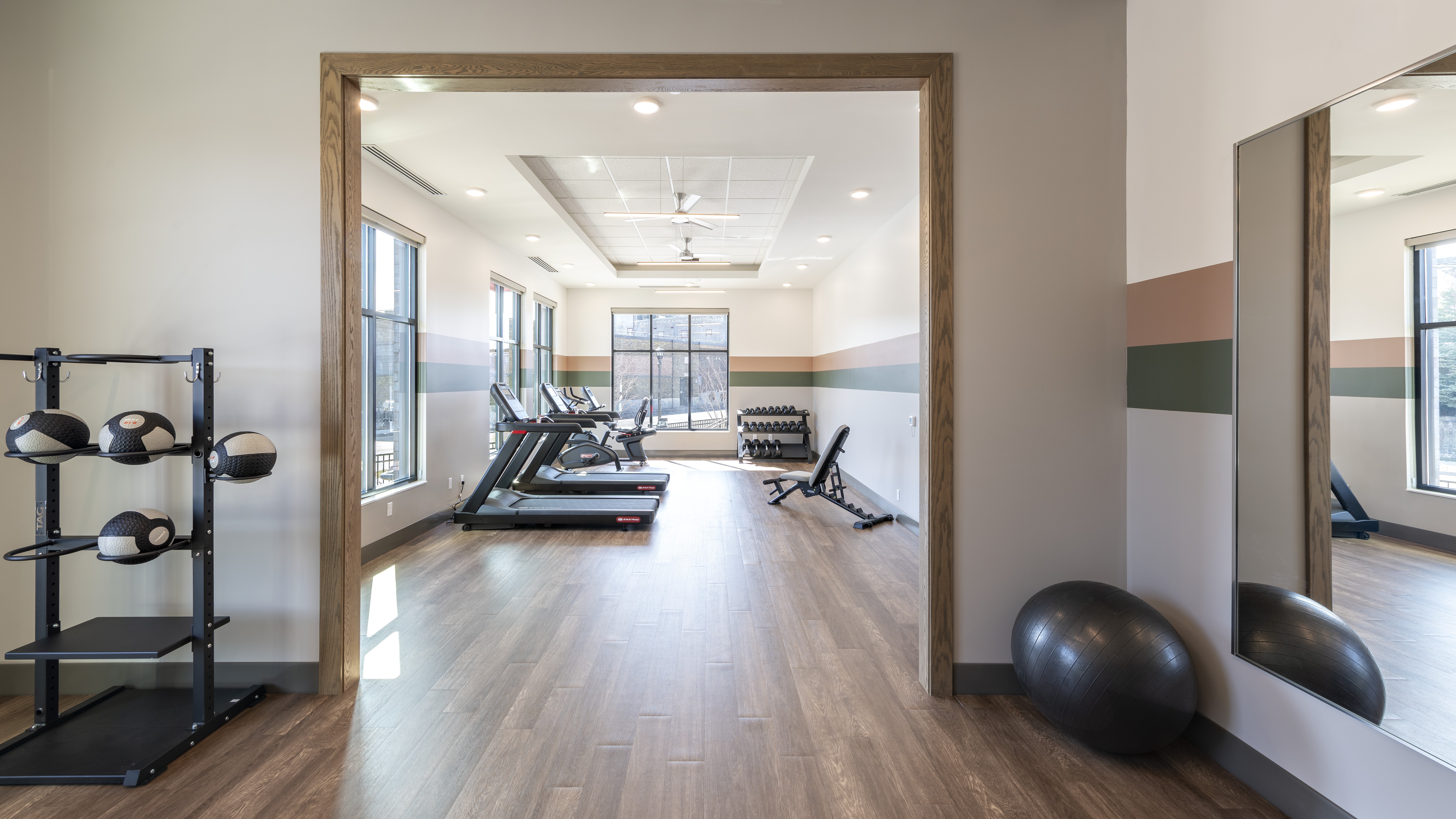 Fitness room complete with treadmills and other exercise equipment