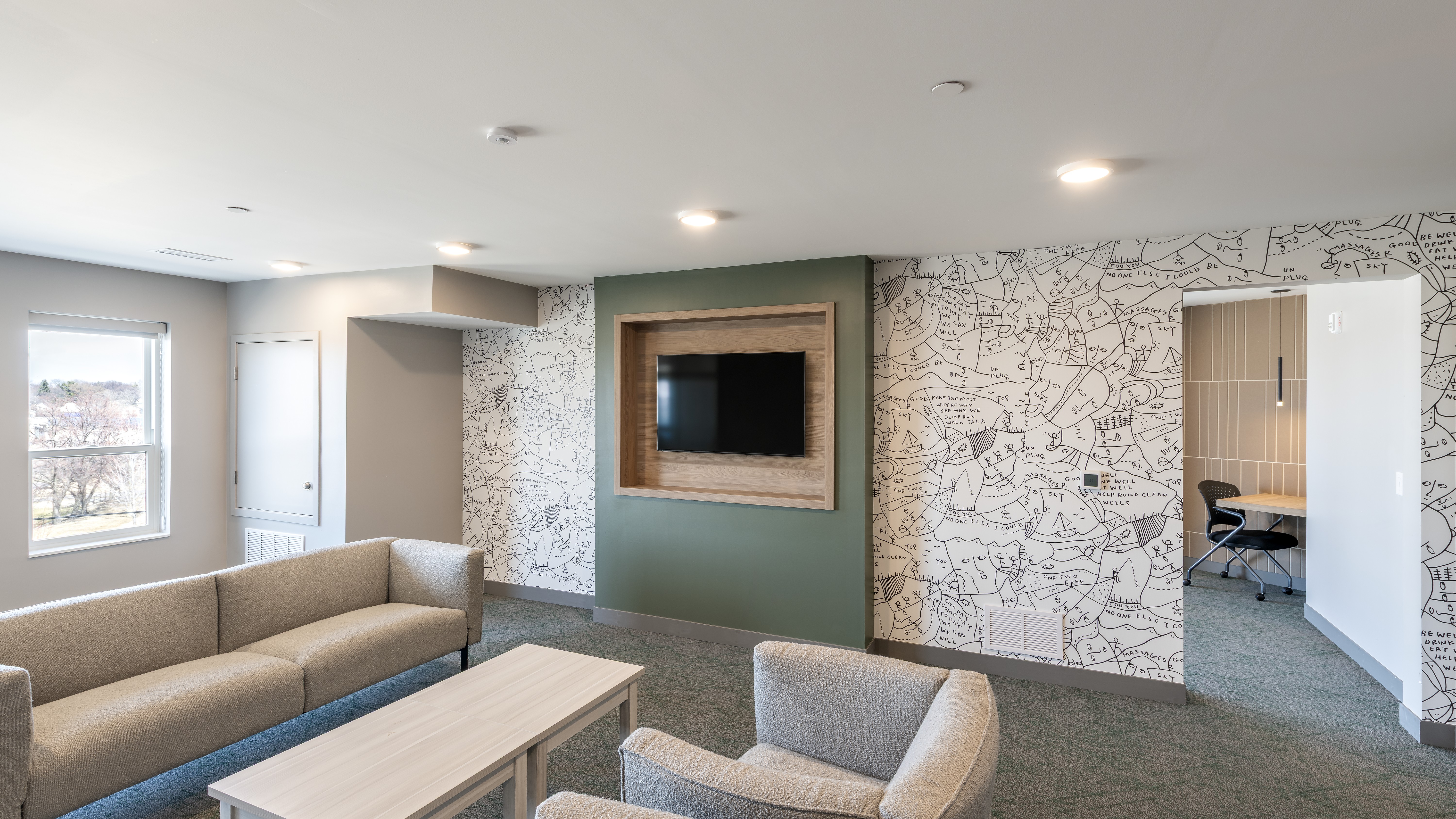 Spacious area with TV for relaxing and gathering