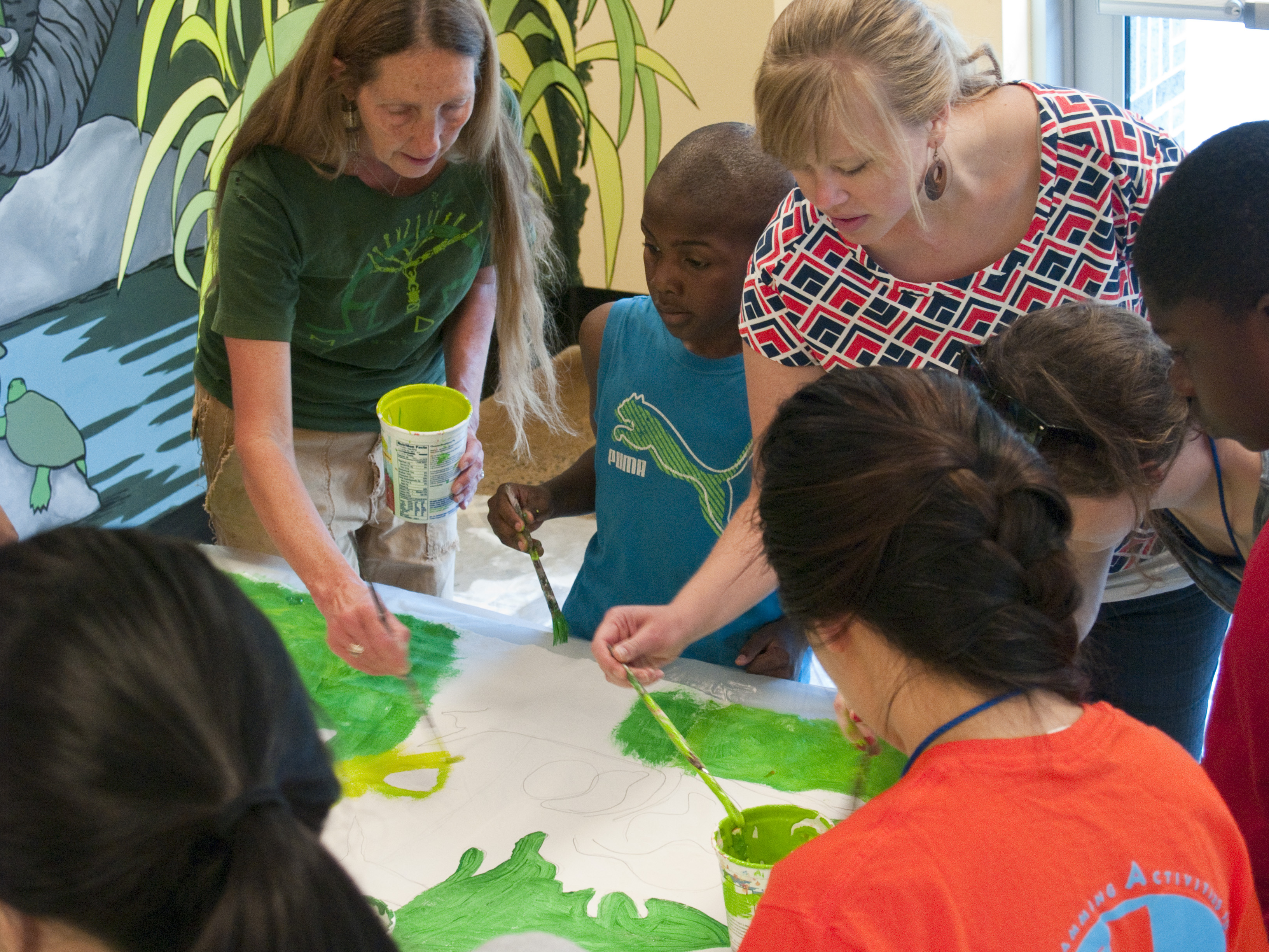 Volunteers painting