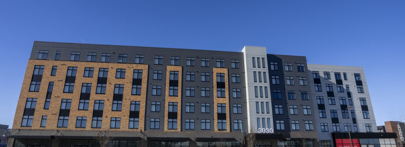 exterior rendering of 6 - floor affordable housing complex property