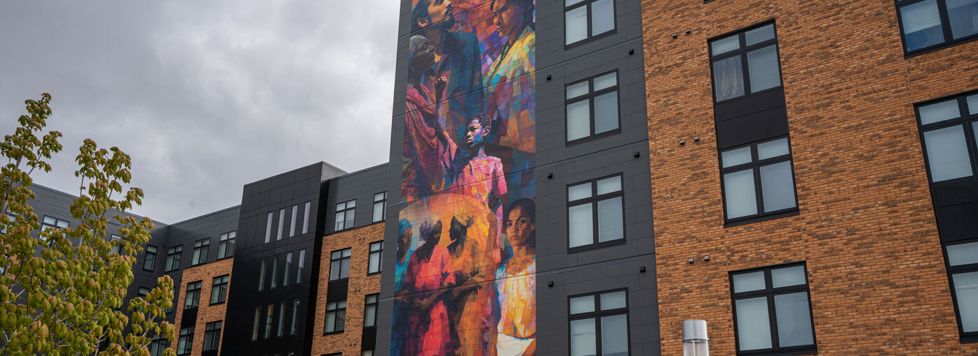 An exterior mural view of Opportunity Crossing.