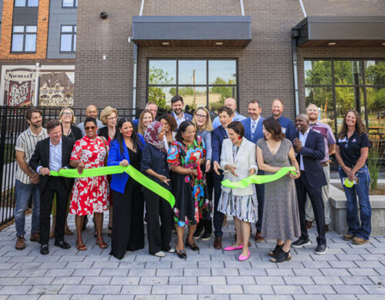 Ribbon cutting at Opportunity Crossing.