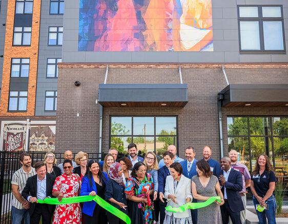 Ribbon cutting at Opportunity Crossing.